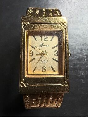 Genoa Ten Commandments Gold-Tone Rectangular Quartz Watch